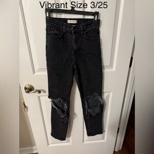 Vibrant Women's Black Distressed Jeans